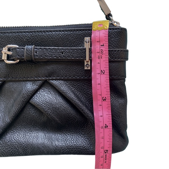 Simply Vera Vera Wang | Black Leather Handbag Wristlet w/ Silver Metal - Picture 5 of 5